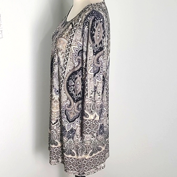 Roz & Ali Black & Cream Patterned Jersey Tunic, Size XL - Picture 5 of 8